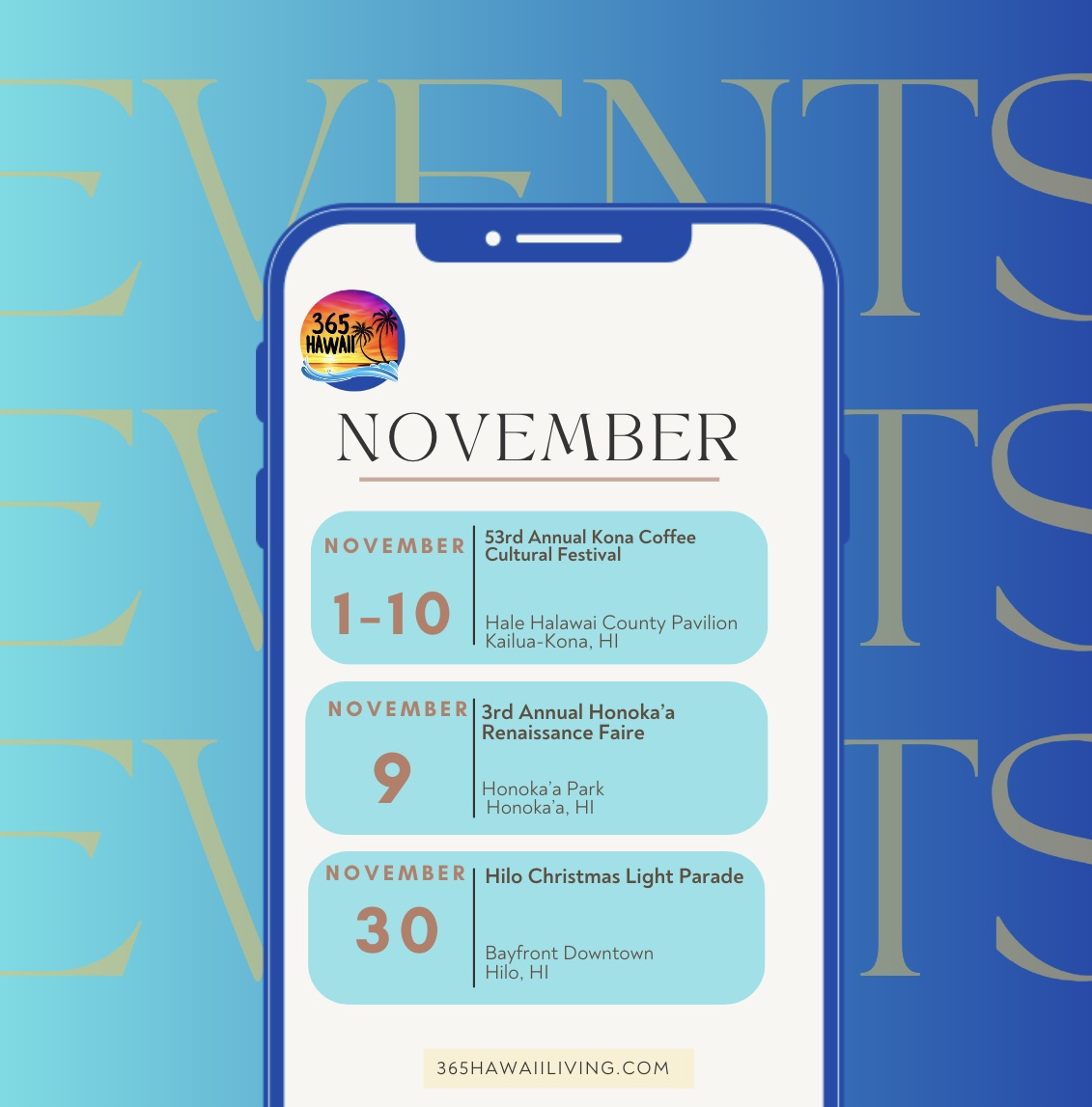 Read more about the article November 2024 Hawaii Island Events Calendar